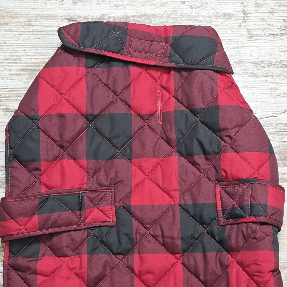 St. Johns Bark Dog Jacket Size Large Red Check NWT